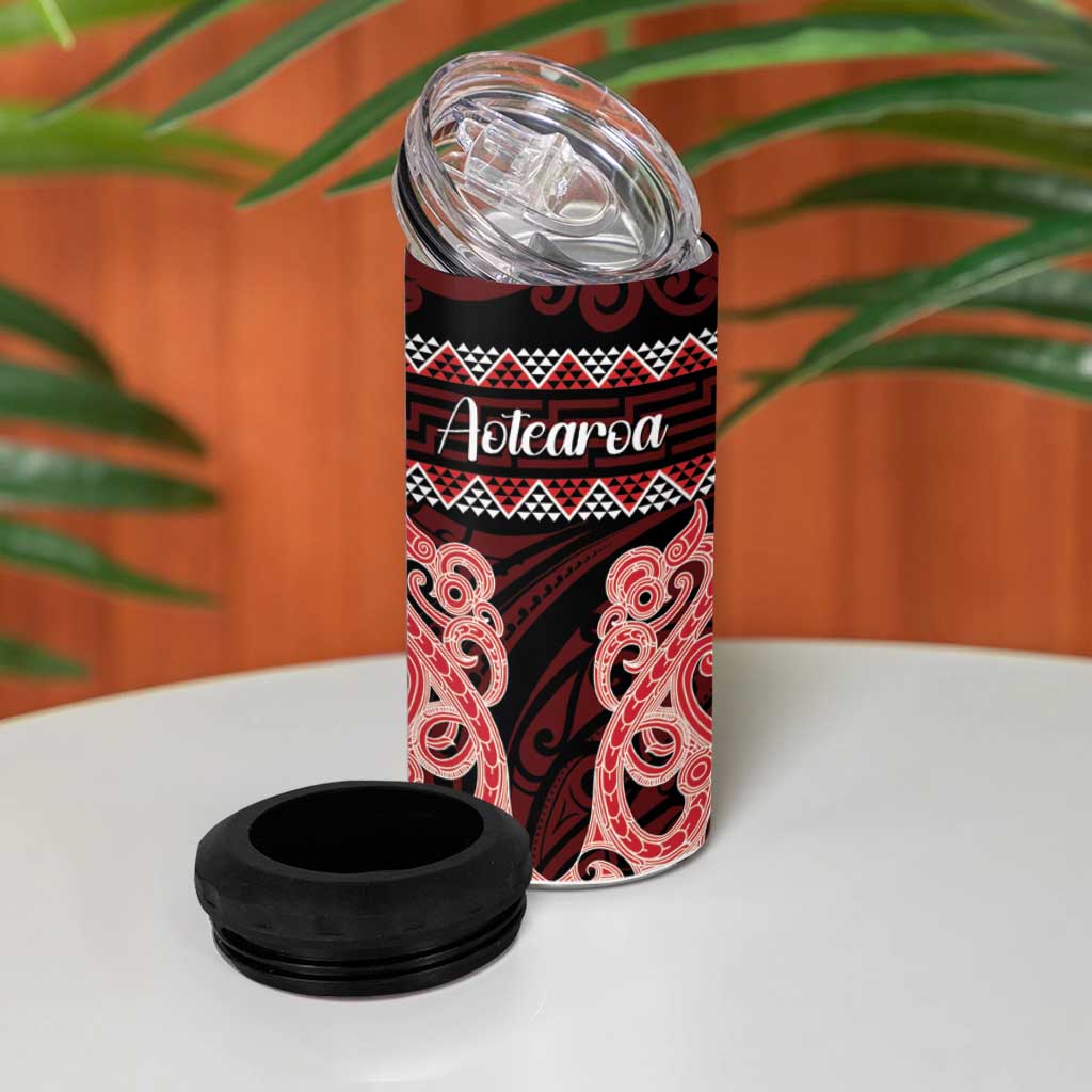 Kia Ora New Zealand 4 in 1 Can Cooler Tumbler Maori Language Week Whero Taniko Motif - Vibe Hoodie