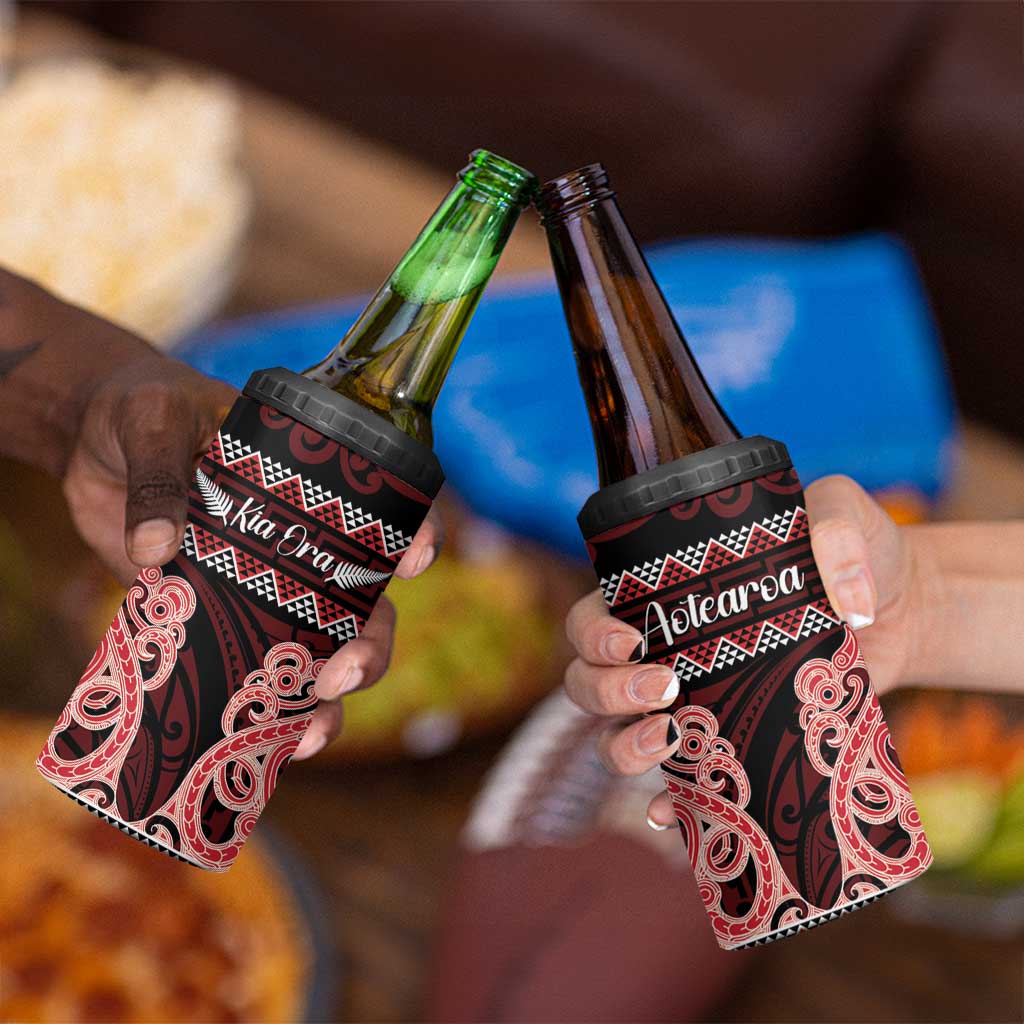 Kia Ora New Zealand 4 in 1 Can Cooler Tumbler Maori Language Week Whero Taniko Motif - Vibe Hoodie
