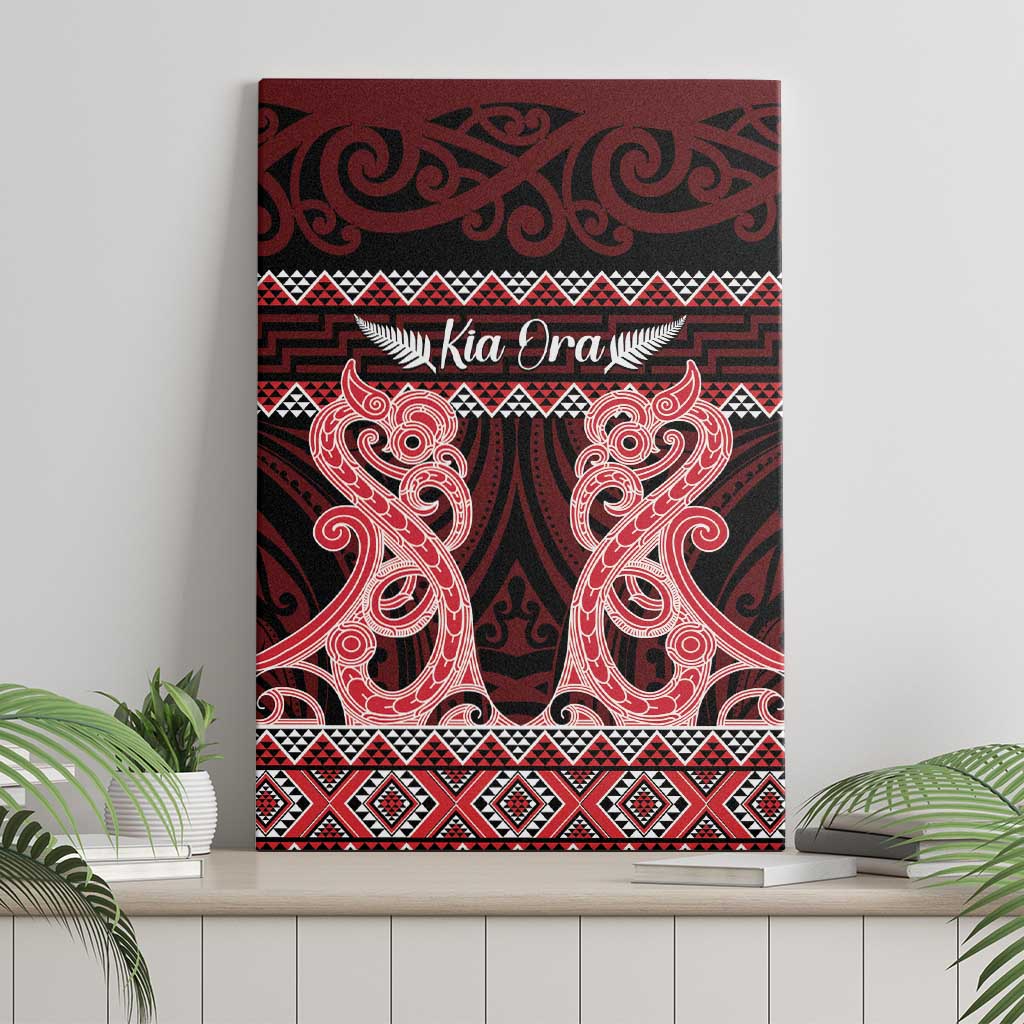 Kia Ora New Zealand Canvas Wall Art Maori Language Week Whero Taniko Motif - Vibe Hoodie