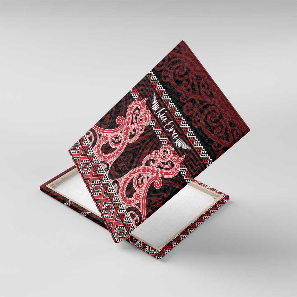 Kia Ora New Zealand Canvas Wall Art Maori Language Week Whero Taniko Motif - Vibe Hoodie