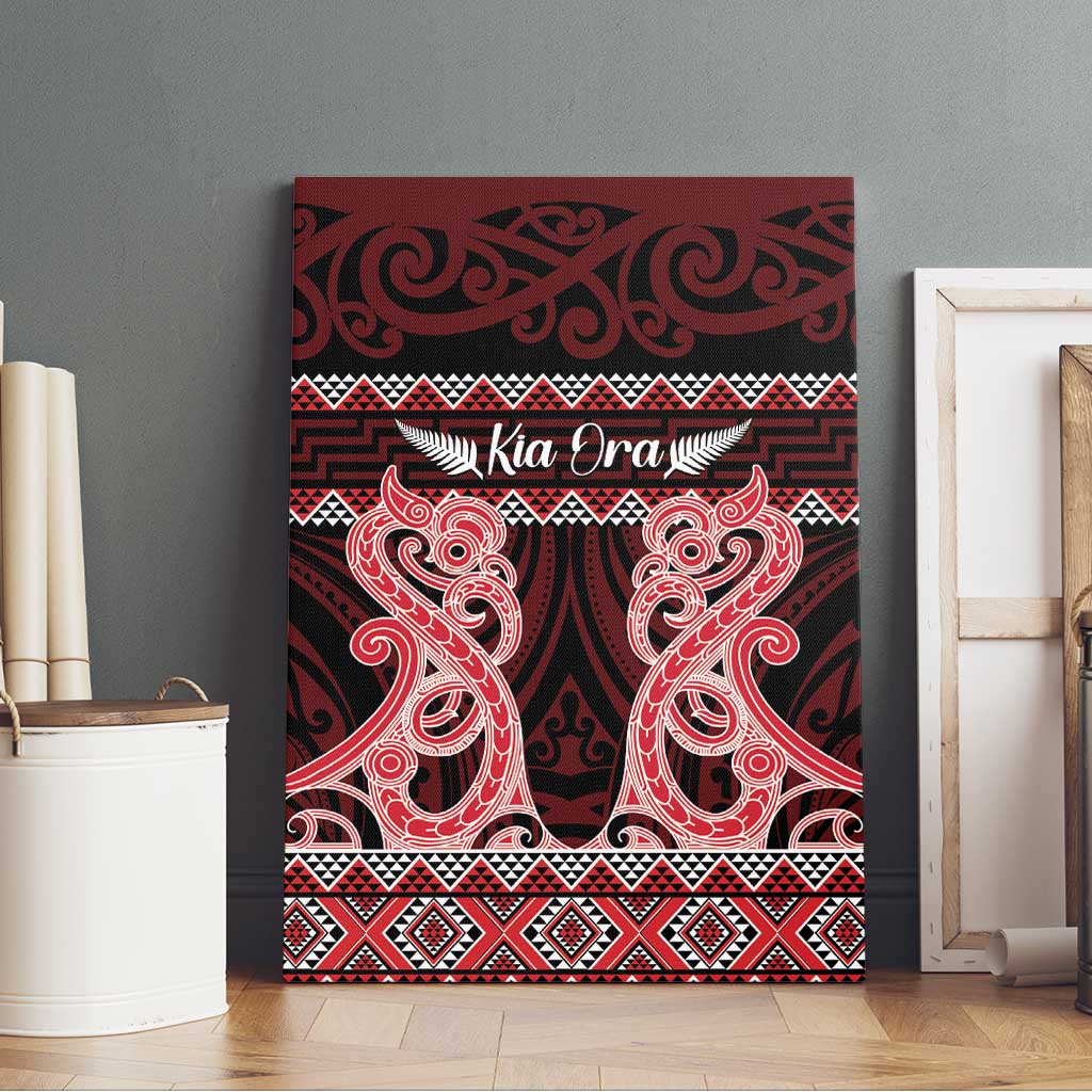 Kia Ora New Zealand Canvas Wall Art Maori Language Week Whero Taniko Motif - Vibe Hoodie