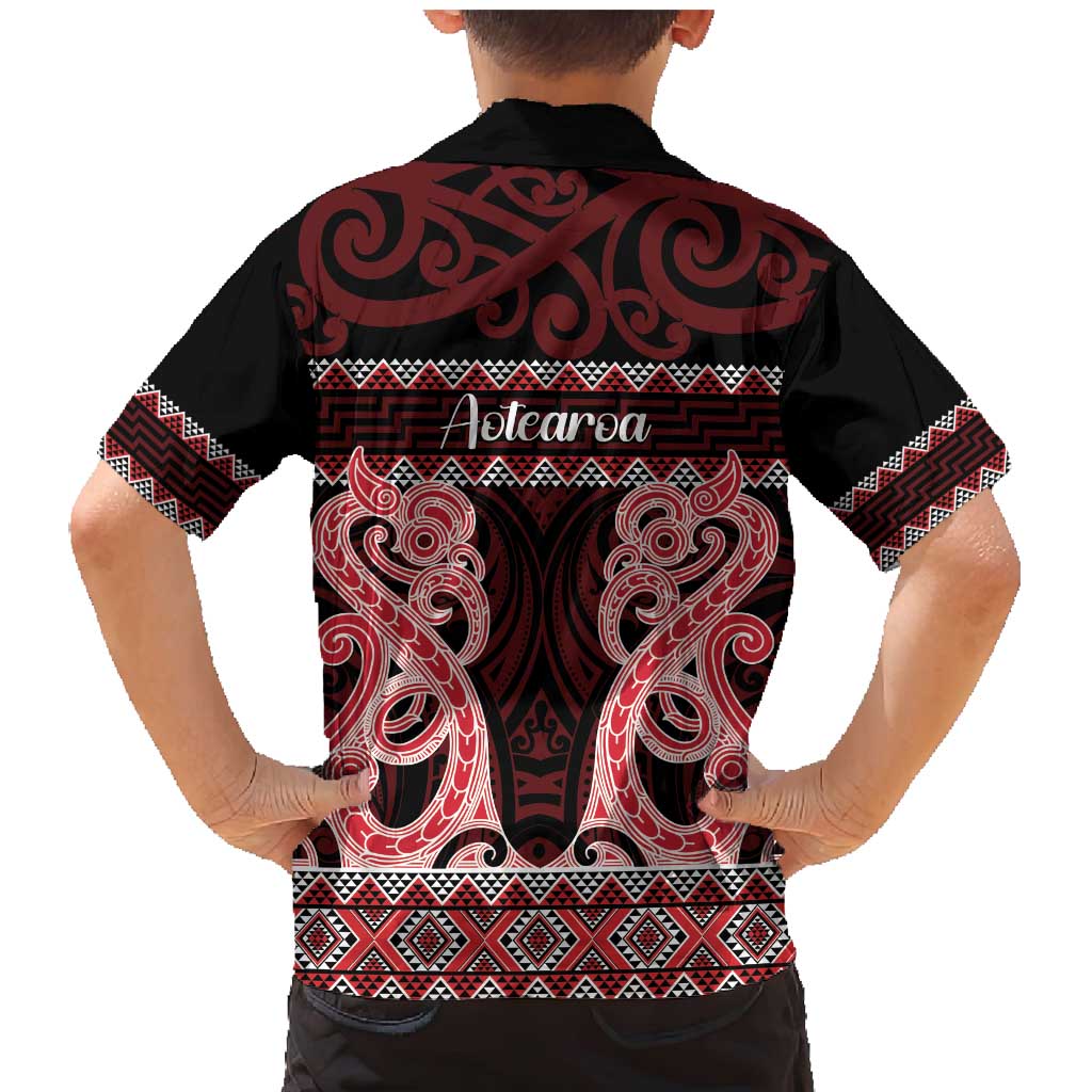 Kia Ora New Zealand Family Matching Mermaid Dress and Hawaiian Shirt Maori Language Week Whero Taniko Motif - Vibe Hoodie