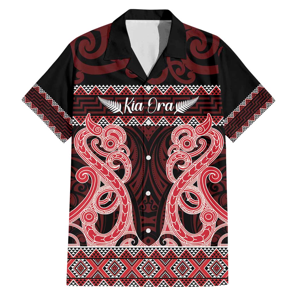 Kia Ora New Zealand Family Matching Mermaid Dress and Hawaiian Shirt Maori Language Week Whero Taniko Motif - Vibe Hoodie