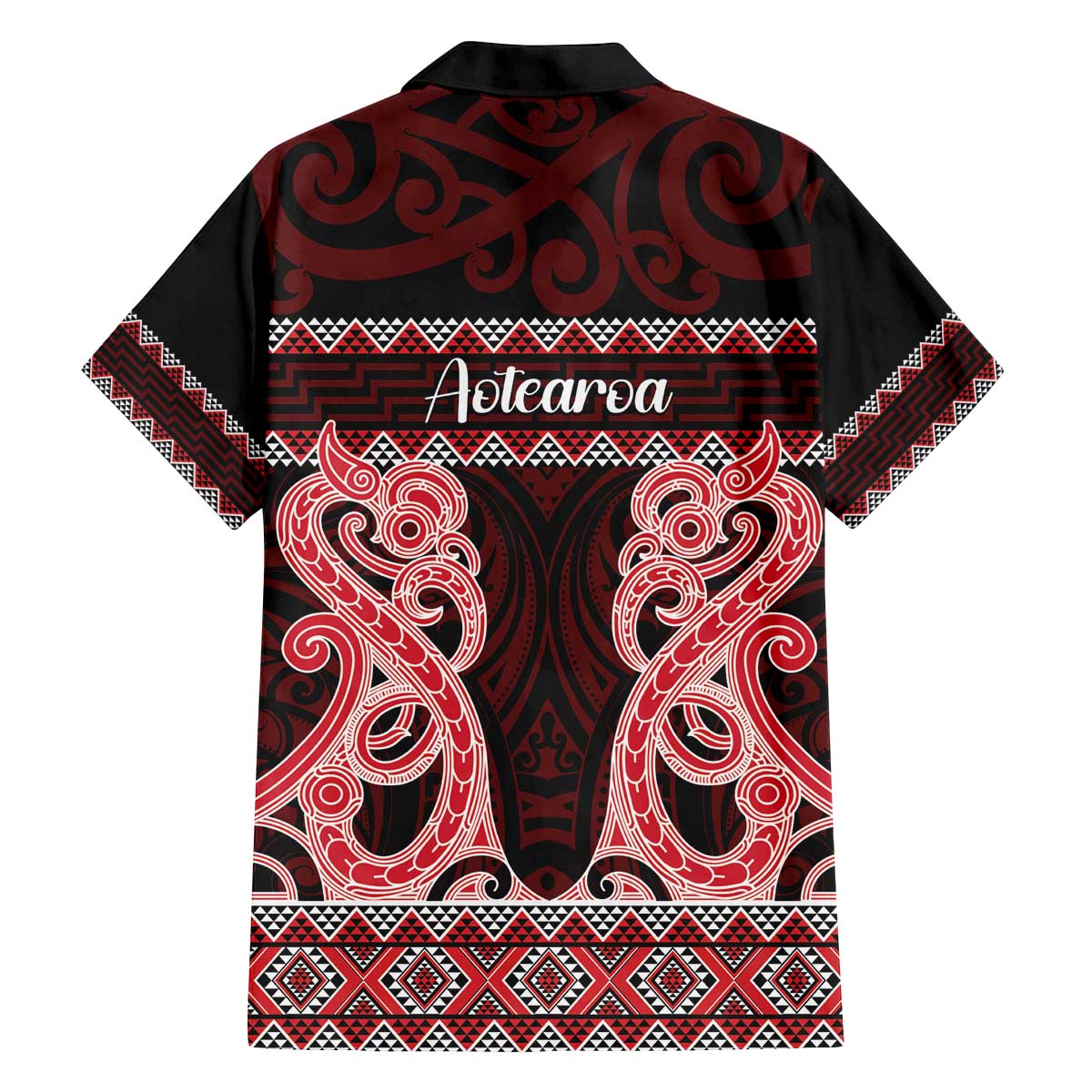 Kia Ora New Zealand Family Matching Off The Shoulder Long Sleeve Dress and Hawaiian Shirt Maori Language Week Whero Taniko Motif - Vibe Hoodie