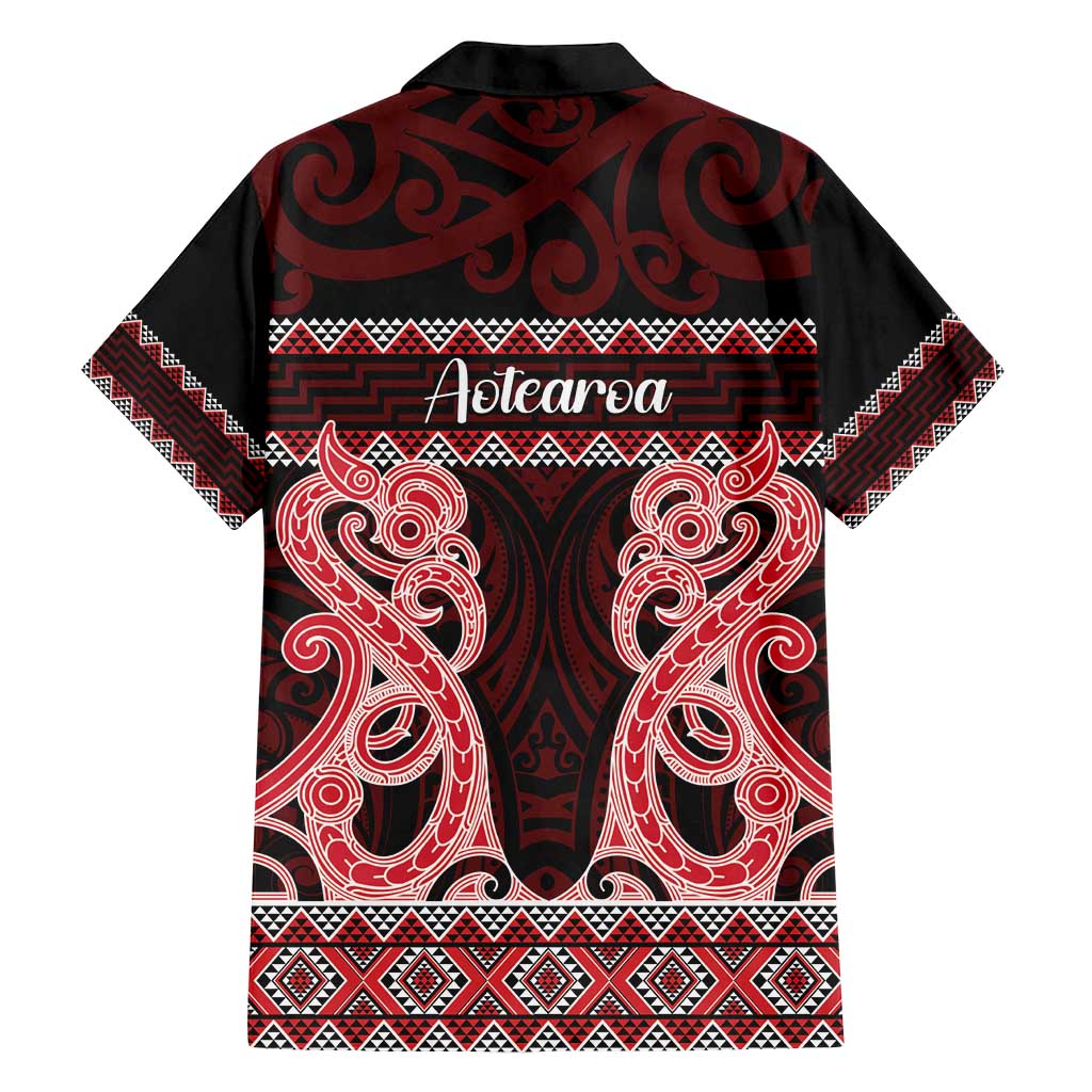 Kia Ora New Zealand Family Matching Off Shoulder Short Dress and Hawaiian Shirt Maori Language Week Whero Taniko Motif - Vibe Hoodie