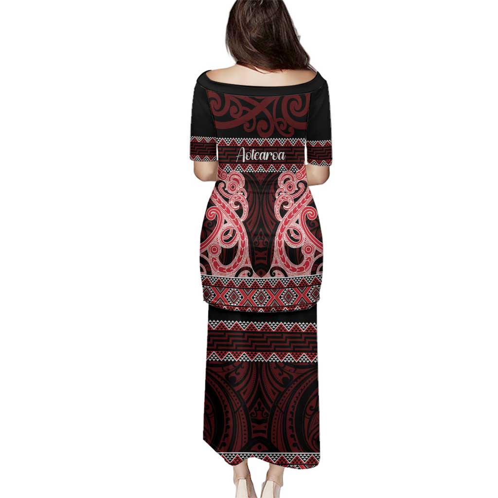 Kia Ora New Zealand Family Matching Puletasi and Hawaiian Shirt Maori Language Week Whero Taniko Motif - Vibe Hoodie