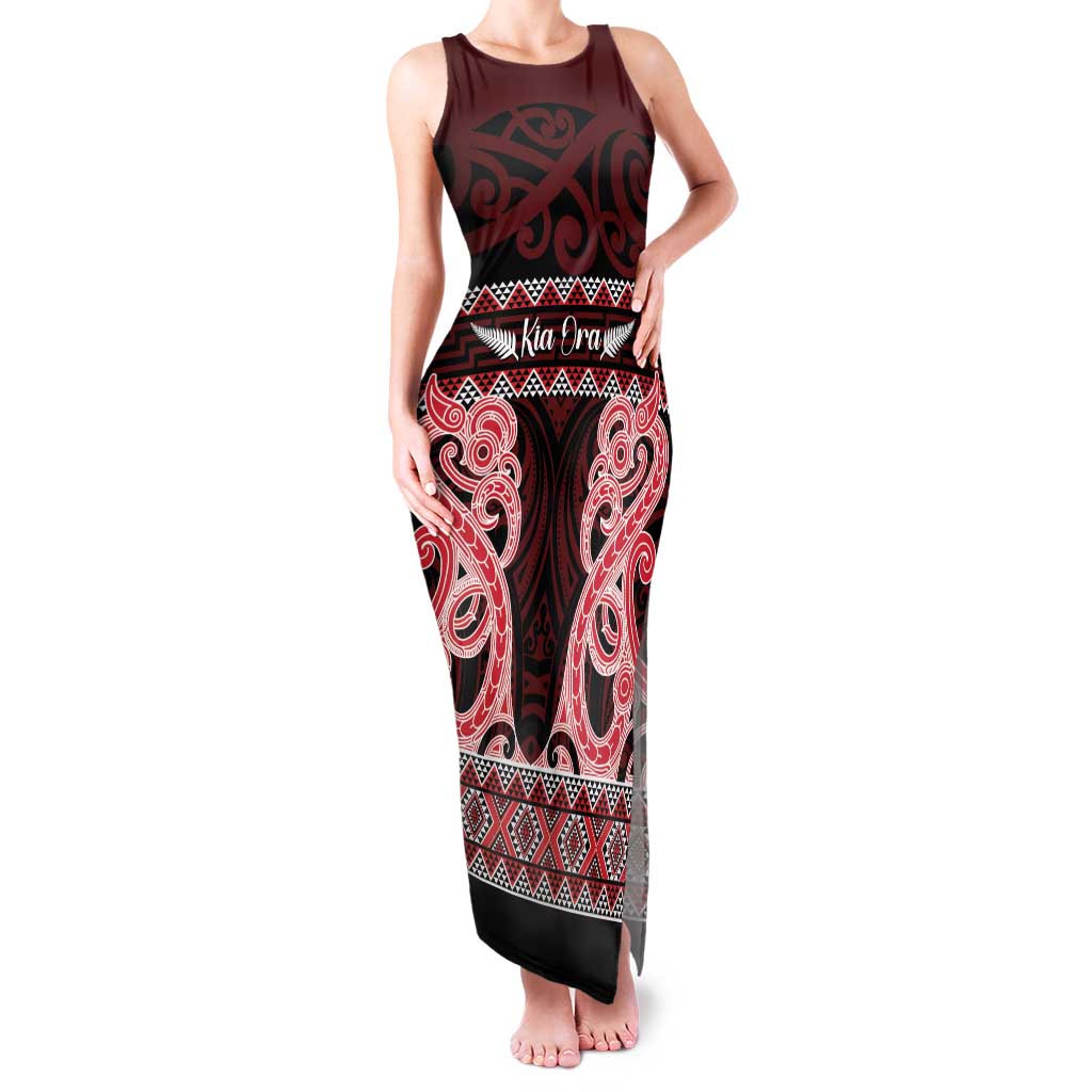 Kia Ora New Zealand Family Matching Tank Maxi Dress and Hawaiian Shirt Maori Language Week Whero Taniko Motif - Vibe Hoodie