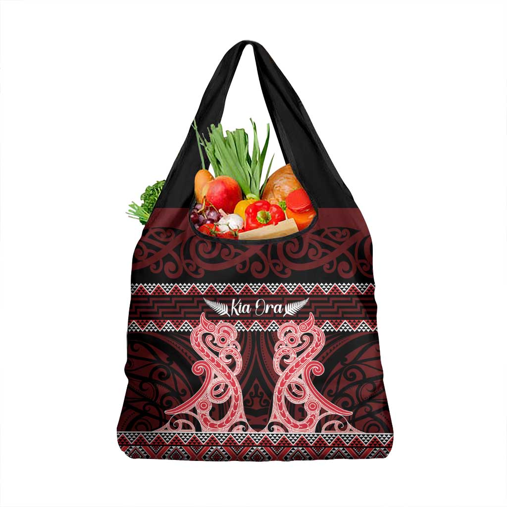 Kia Ora New Zealand Grocery Bag Maori Language Week Whero Taniko Motif - Vibe Hoodie