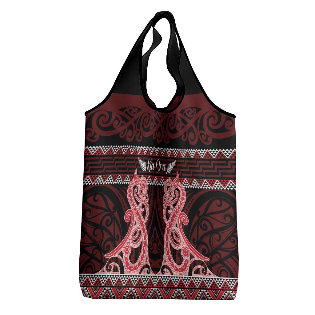 Kia Ora New Zealand Grocery Bag Maori Language Week Whero Taniko Motif - Vibe Hoodie
