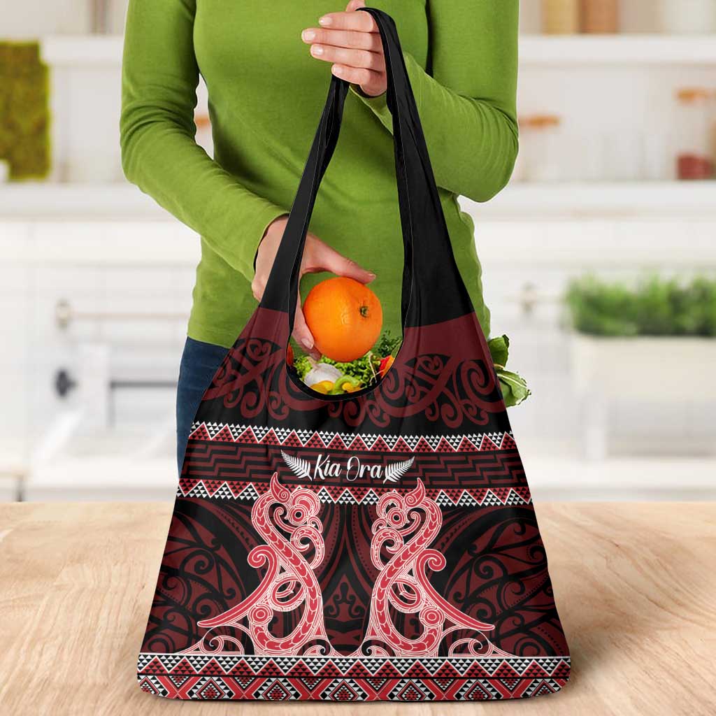 Kia Ora New Zealand Grocery Bag Maori Language Week Whero Taniko Motif - Vibe Hoodie