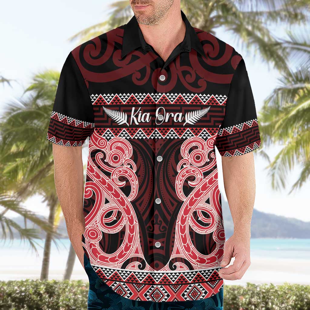 Kia Ora New Zealand Hawaiian Shirt Maori Language Week Whero Taniko Motif - Vibe Hoodie