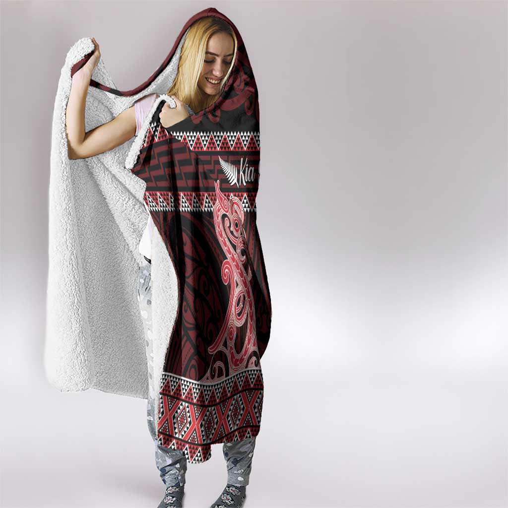 Kia Ora New Zealand Hooded Blanket Maori Language Week Whero Taniko Motif - Vibe Hoodie