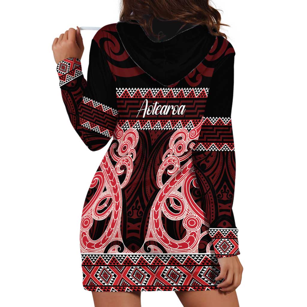 Kia Ora New Zealand Hoodie Dress Maori Language Week Whero Taniko Motif - Vibe Hoodie