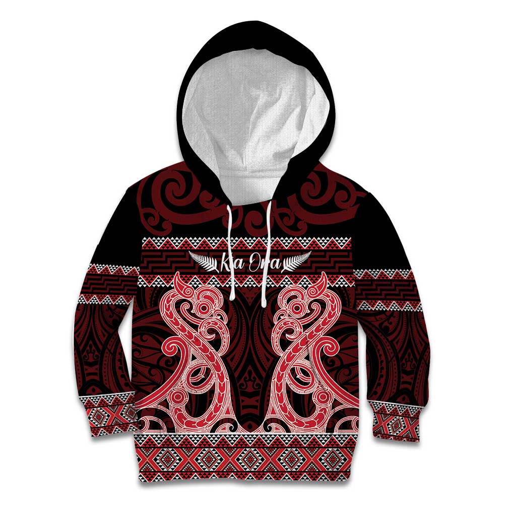 Kia Ora New Zealand Kid Hoodie Maori Language Week Whero Taniko Motif - Vibe Hoodie