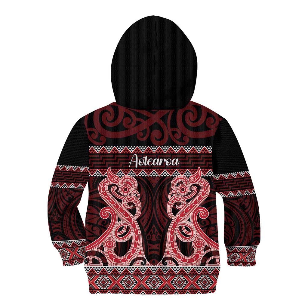 Kia Ora New Zealand Kid Hoodie Maori Language Week Whero Taniko Motif - Vibe Hoodie