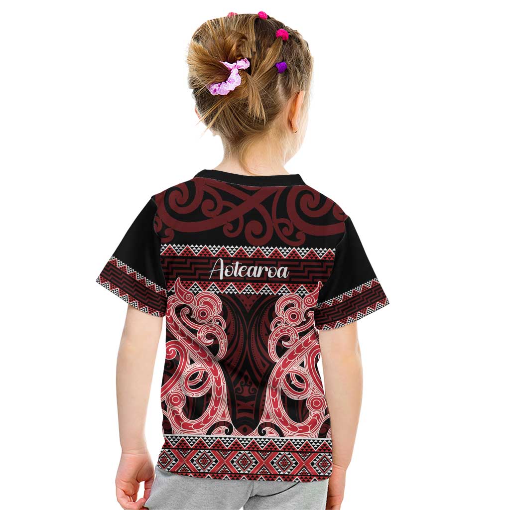 Kia Ora New Zealand Kid T Shirt Maori Language Week Whero Taniko Motif - Vibe Hoodie
