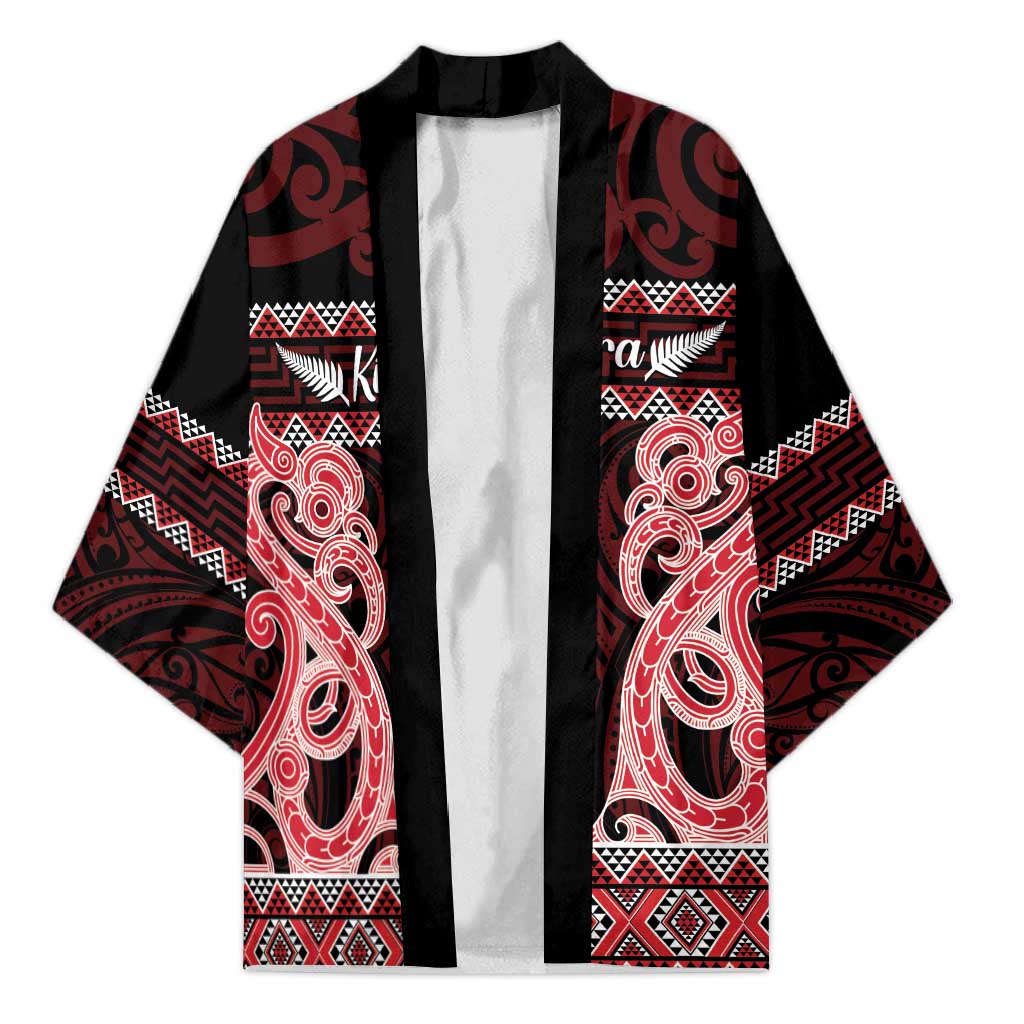 Kia Ora New Zealand Kimono Maori Language Week Whero Taniko Motif - Vibe Hoodie