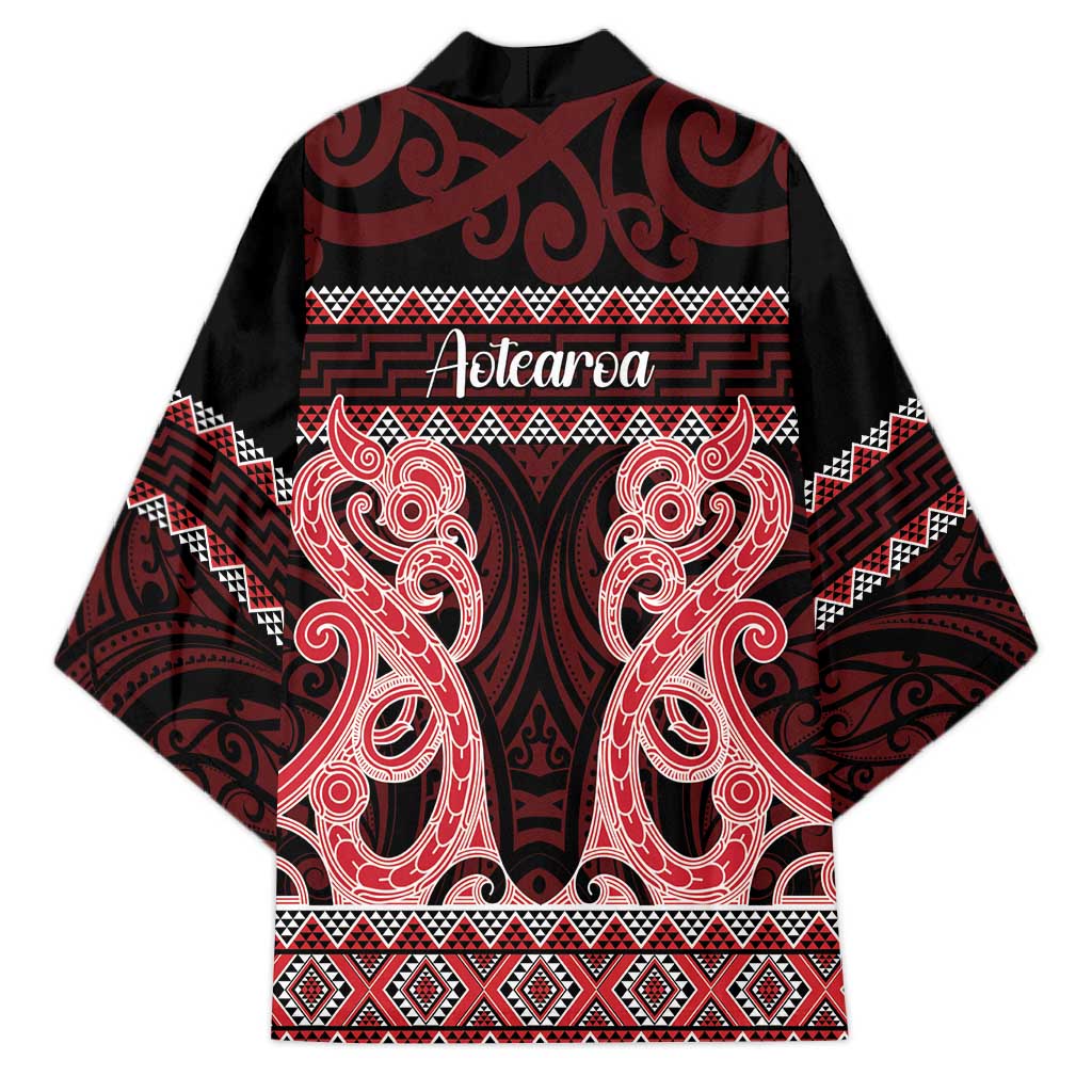 Kia Ora New Zealand Kimono Maori Language Week Whero Taniko Motif - Vibe Hoodie