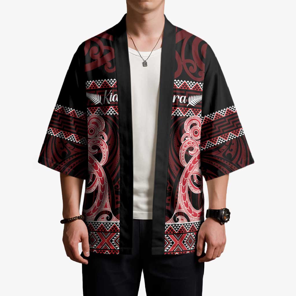 Kia Ora New Zealand Kimono Maori Language Week Whero Taniko Motif - Vibe Hoodie