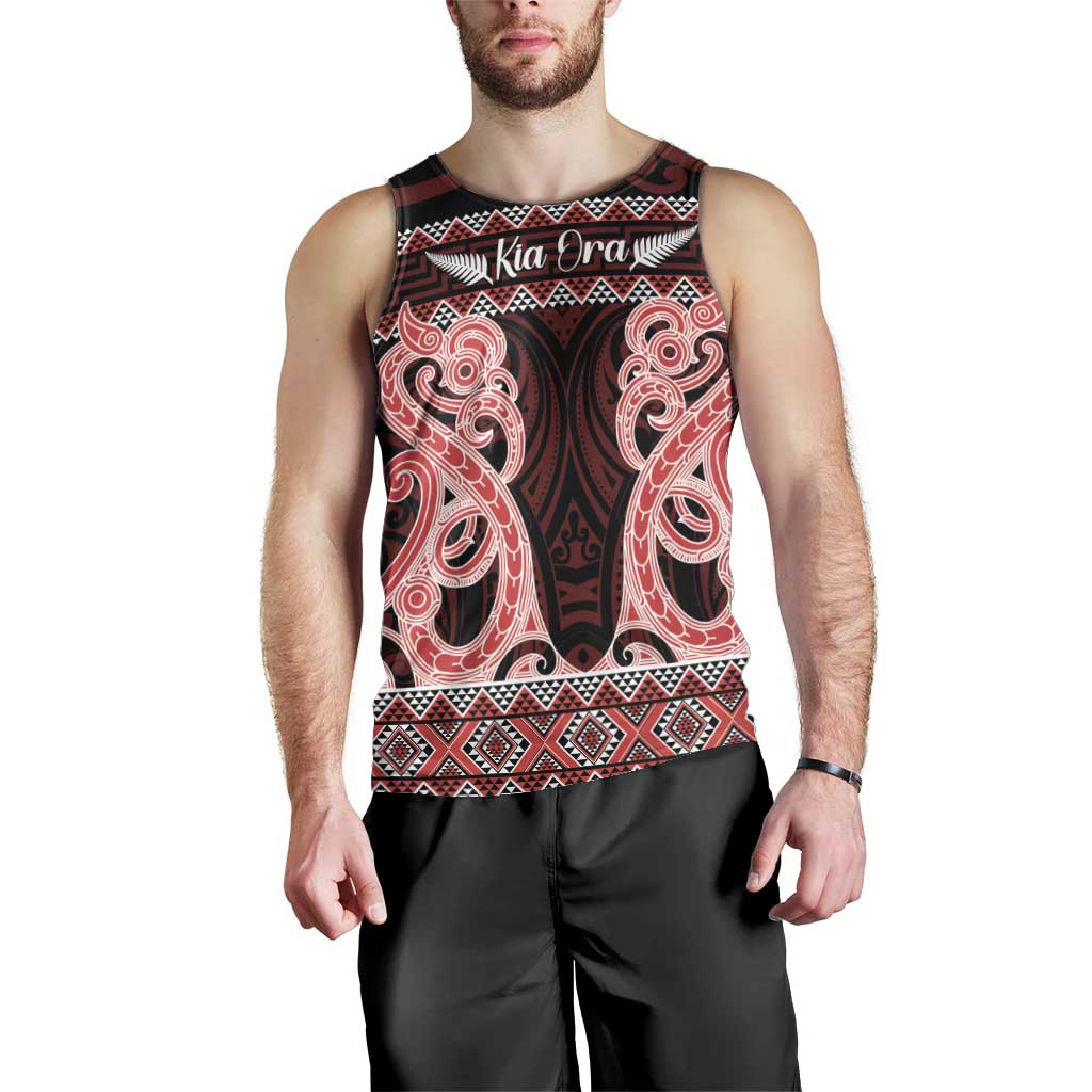 Kia Ora New Zealand Men Tank Top Maori Language Week Whero Taniko Motif - Vibe Hoodie