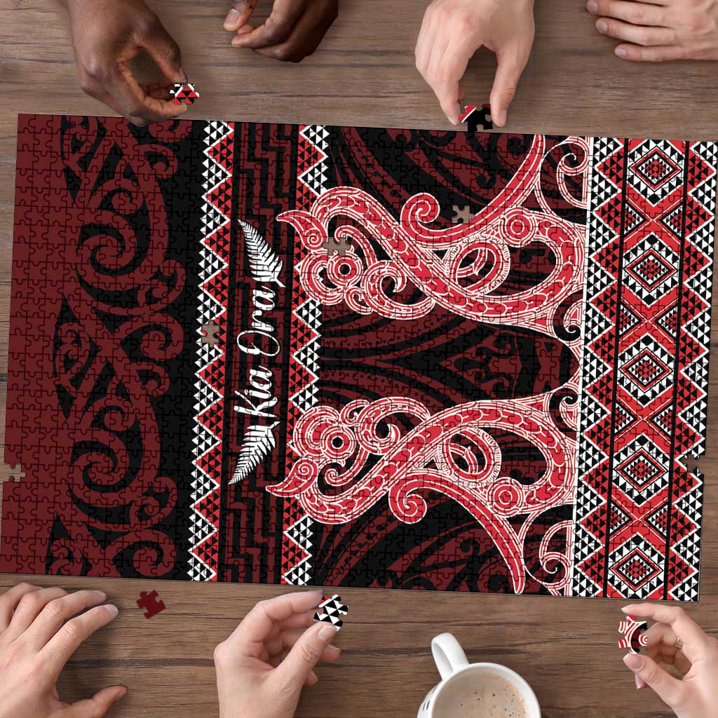 Kia Ora New Zealand Puzzle Maori Language Week Whero Taniko Motif - Vibe Hoodie