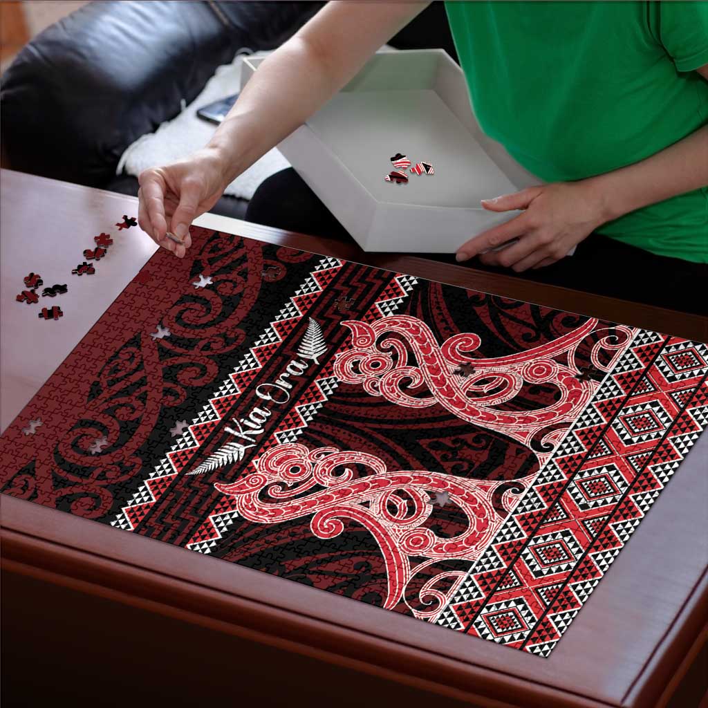 Kia Ora New Zealand Puzzle Maori Language Week Whero Taniko Motif - Vibe Hoodie