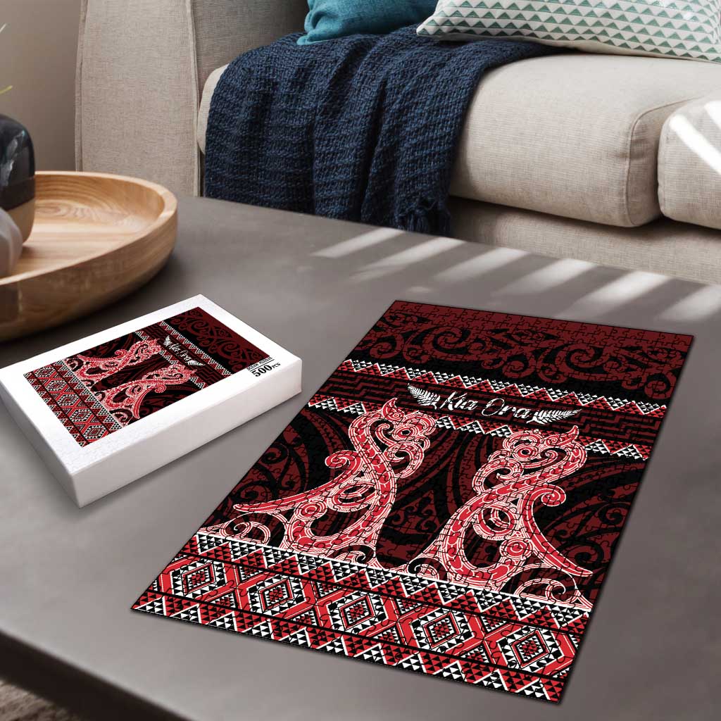 Kia Ora New Zealand Puzzle Maori Language Week Whero Taniko Motif - Vibe Hoodie