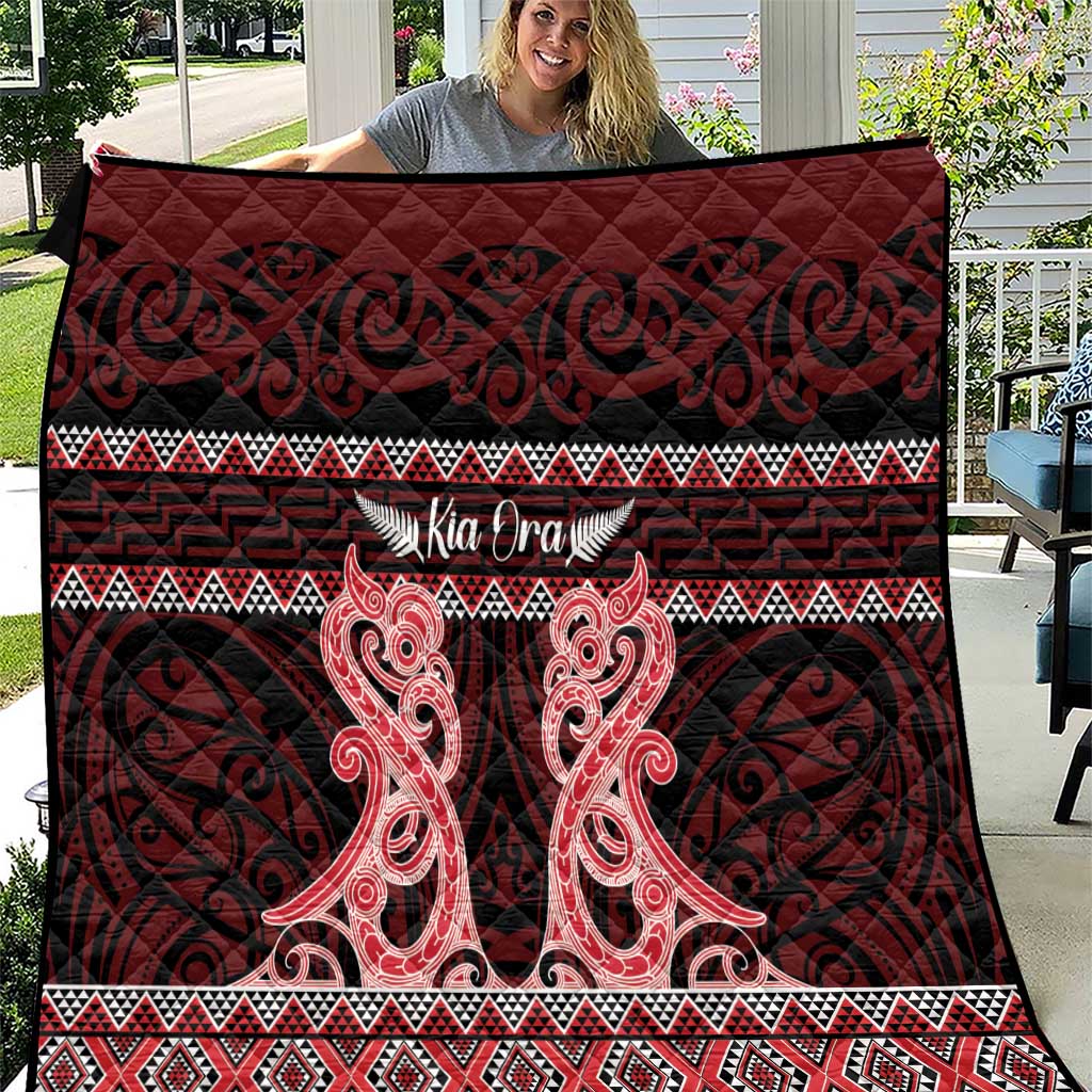 Kia Ora New Zealand Quilt Maori Language Week Whero Taniko Motif - Vibe Hoodie