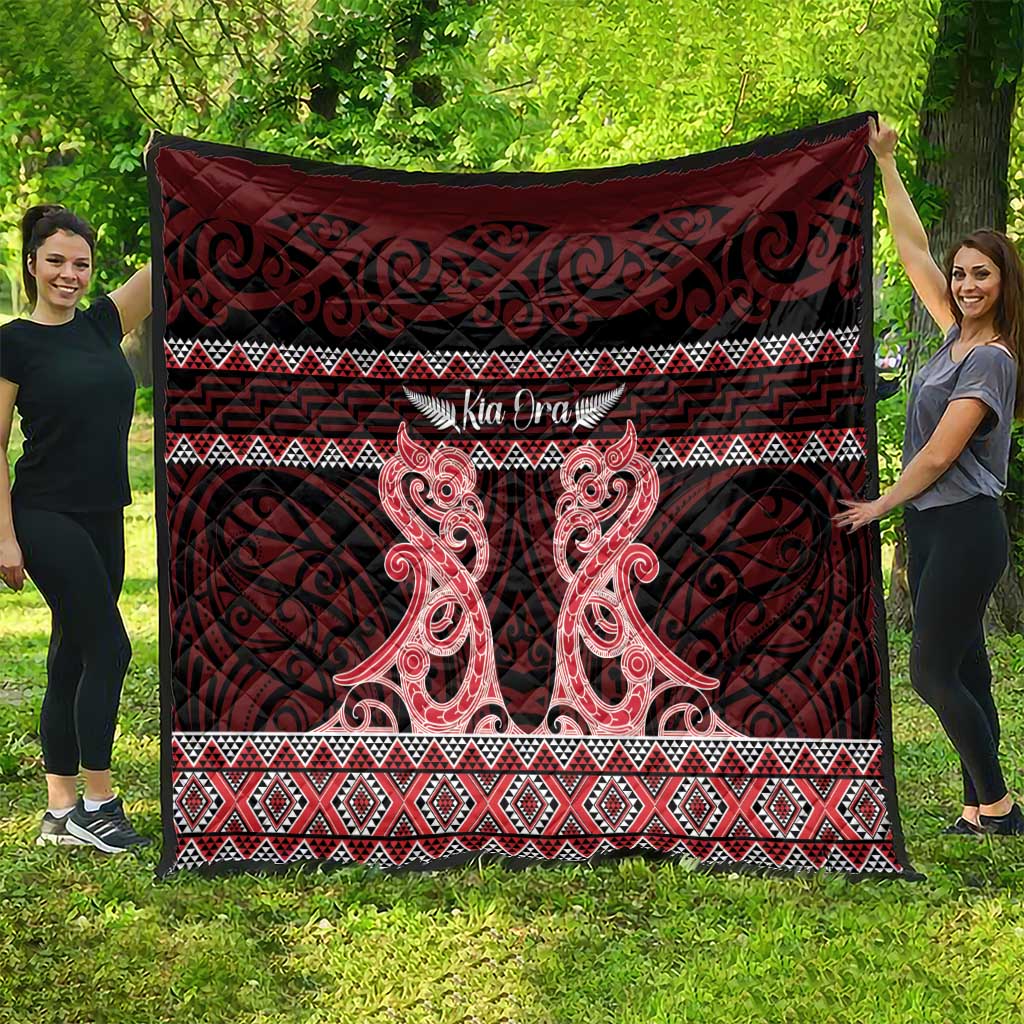 Kia Ora New Zealand Quilt Maori Language Week Whero Taniko Motif - Vibe Hoodie