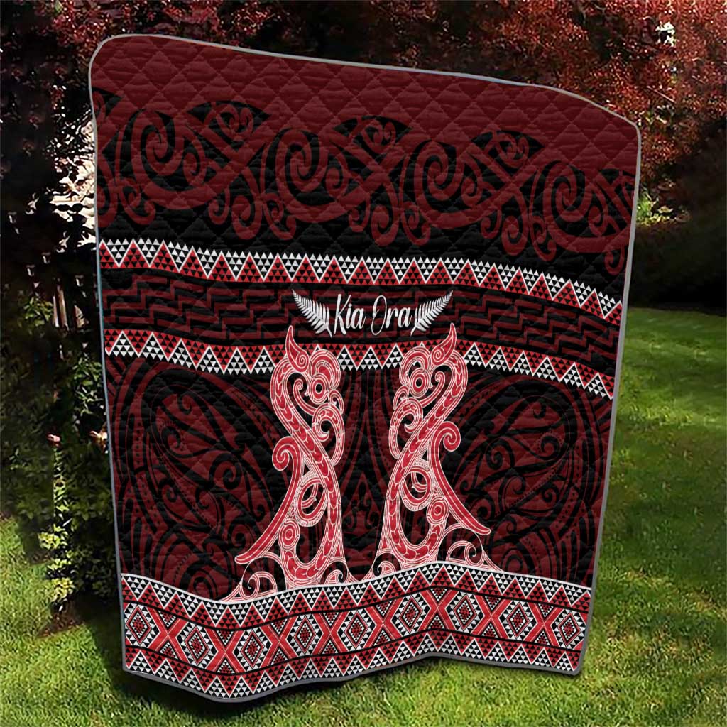 Kia Ora New Zealand Quilt Maori Language Week Whero Taniko Motif - Vibe Hoodie
