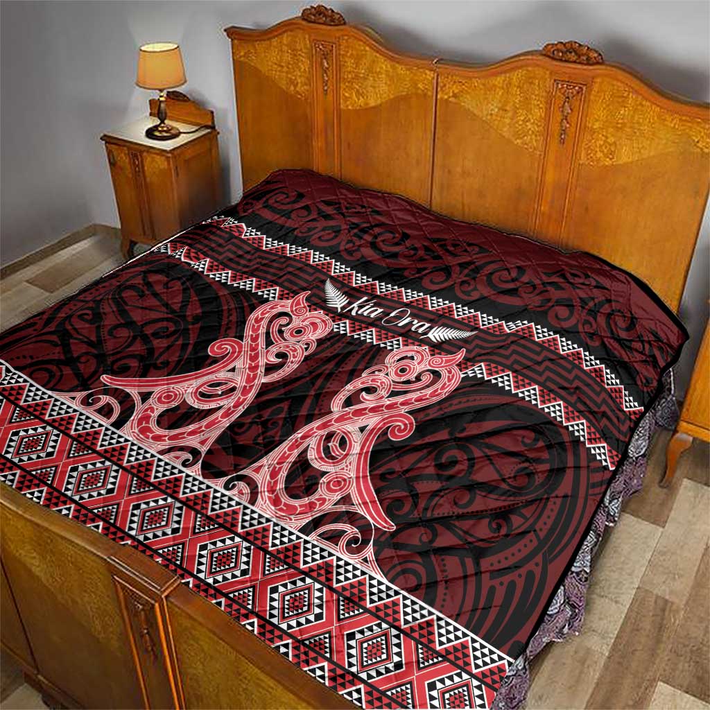 Kia Ora New Zealand Quilt Maori Language Week Whero Taniko Motif - Vibe Hoodie