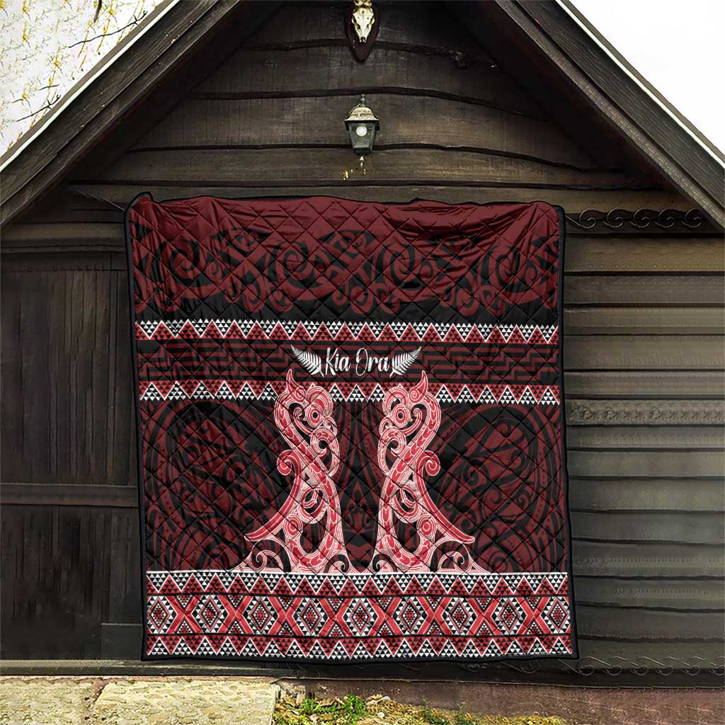 Kia Ora New Zealand Quilt Maori Language Week Whero Taniko Motif - Vibe Hoodie