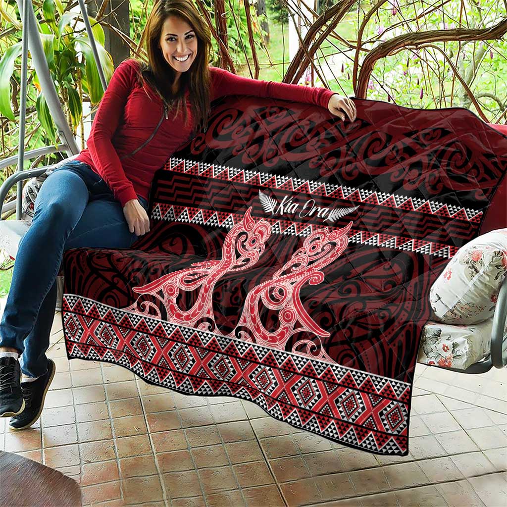 Kia Ora New Zealand Quilt Maori Language Week Whero Taniko Motif - Vibe Hoodie