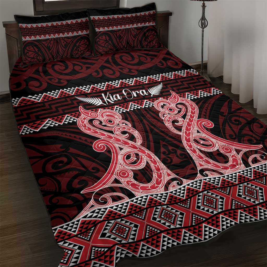 Kia Ora New Zealand Quilt Bed Set Maori Language Week Whero Taniko Motif - Vibe Hoodie