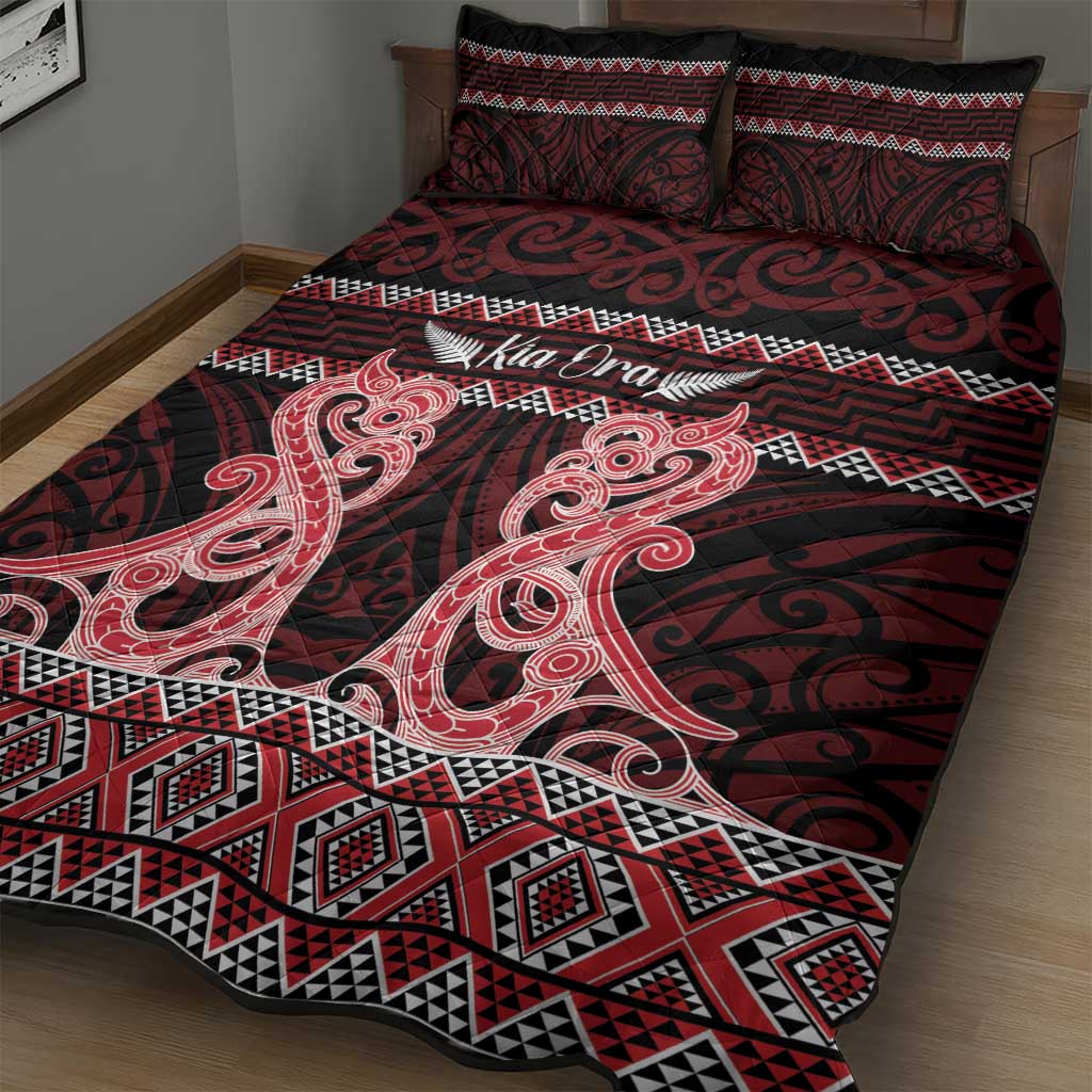 Kia Ora New Zealand Quilt Bed Set Maori Language Week Whero Taniko Motif - Vibe Hoodie