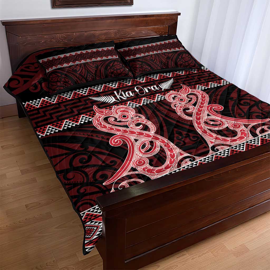 Kia Ora New Zealand Quilt Bed Set Maori Language Week Whero Taniko Motif - Vibe Hoodie