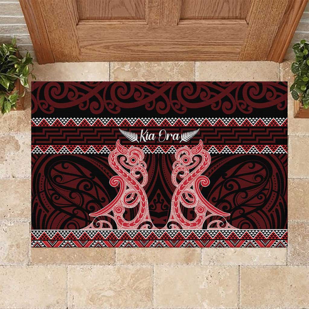 Kia Ora New Zealand Rubber Doormat Maori Language Week Whero Taniko Motif - Vibe Hoodie