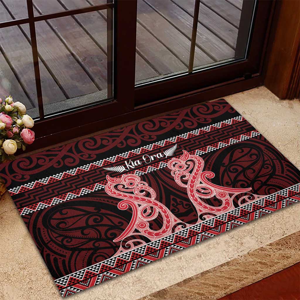 Kia Ora New Zealand Rubber Doormat Maori Language Week Whero Taniko Motif - Vibe Hoodie