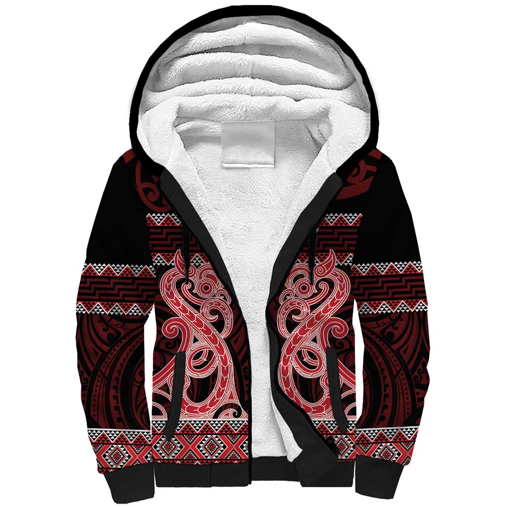 Kia Ora New Zealand Sherpa Hoodie Maori Language Week Whero Taniko Motif - Vibe Hoodie
