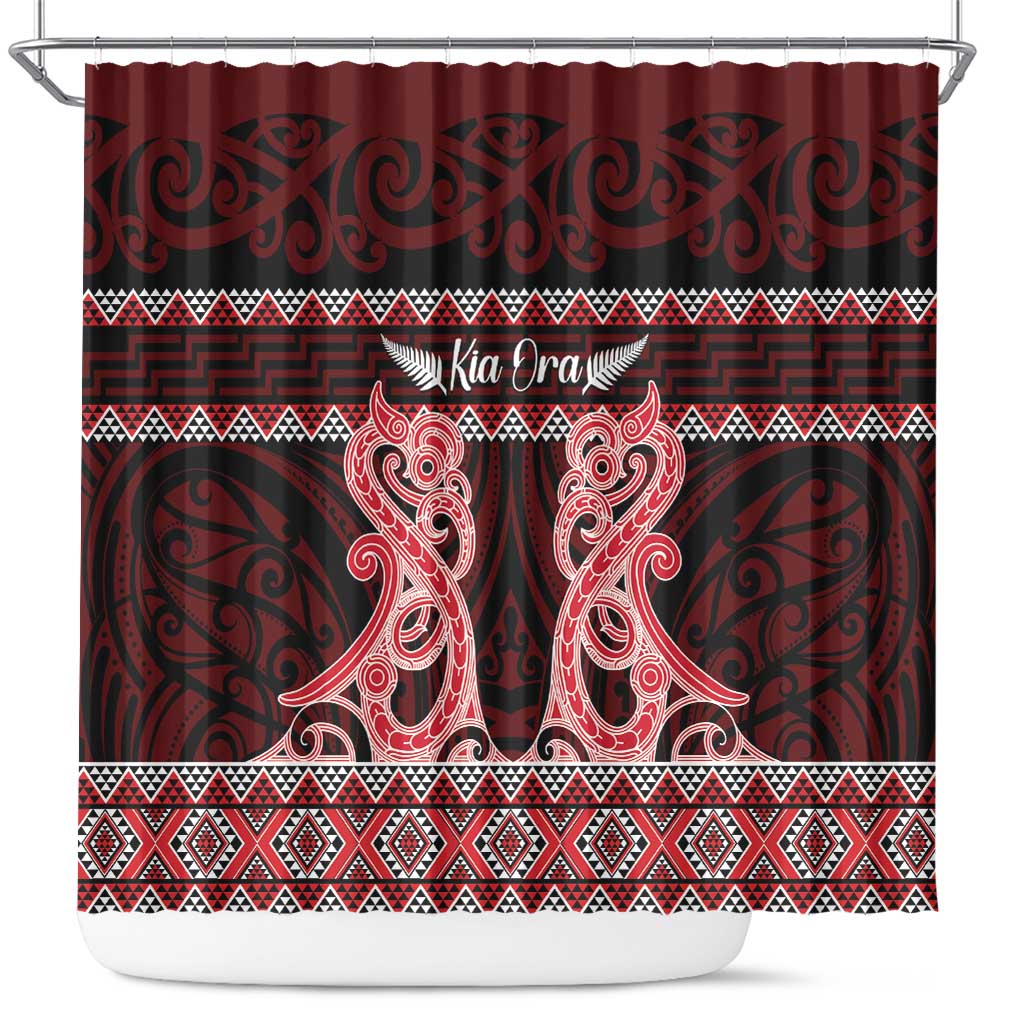 Kia Ora New Zealand Shower Curtain Maori Language Week Whero Taniko Motif - Vibe Hoodie