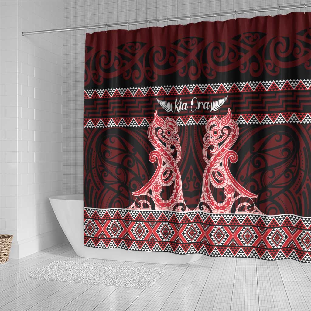 Kia Ora New Zealand Shower Curtain Maori Language Week Whero Taniko Motif - Vibe Hoodie