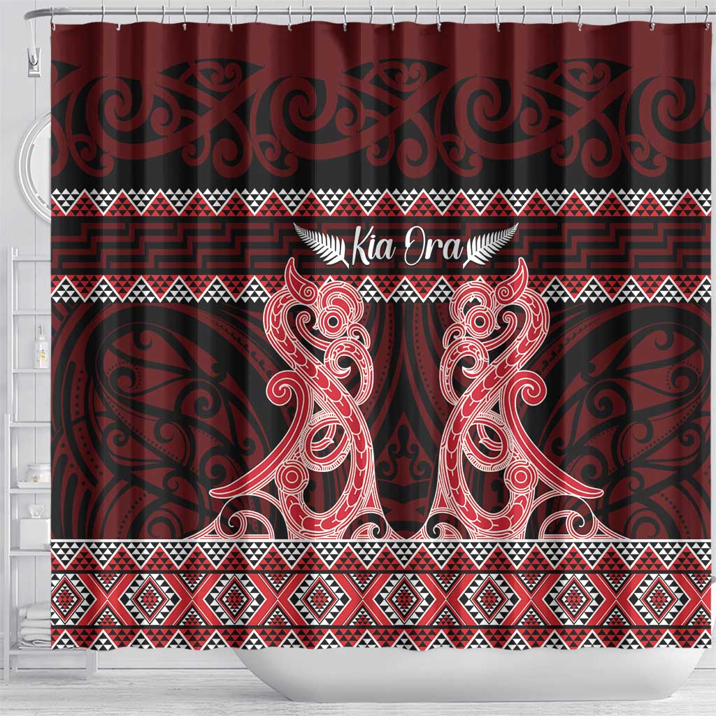 Kia Ora New Zealand Shower Curtain Maori Language Week Whero Taniko Motif - Vibe Hoodie