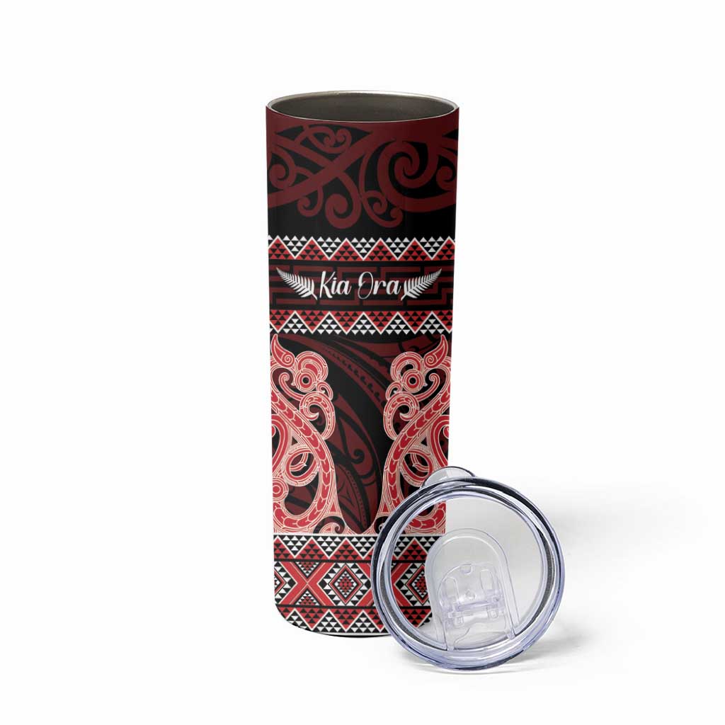 Kia Ora New Zealand Skinny Tumbler Maori Language Week Whero Taniko Motif - Vibe Hoodie