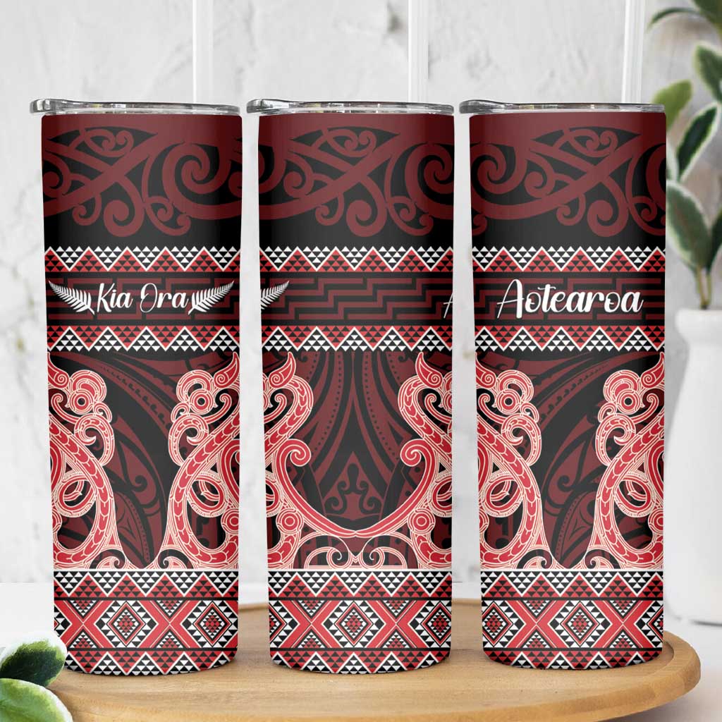 Kia Ora New Zealand Skinny Tumbler Maori Language Week Whero Taniko Motif - Vibe Hoodie