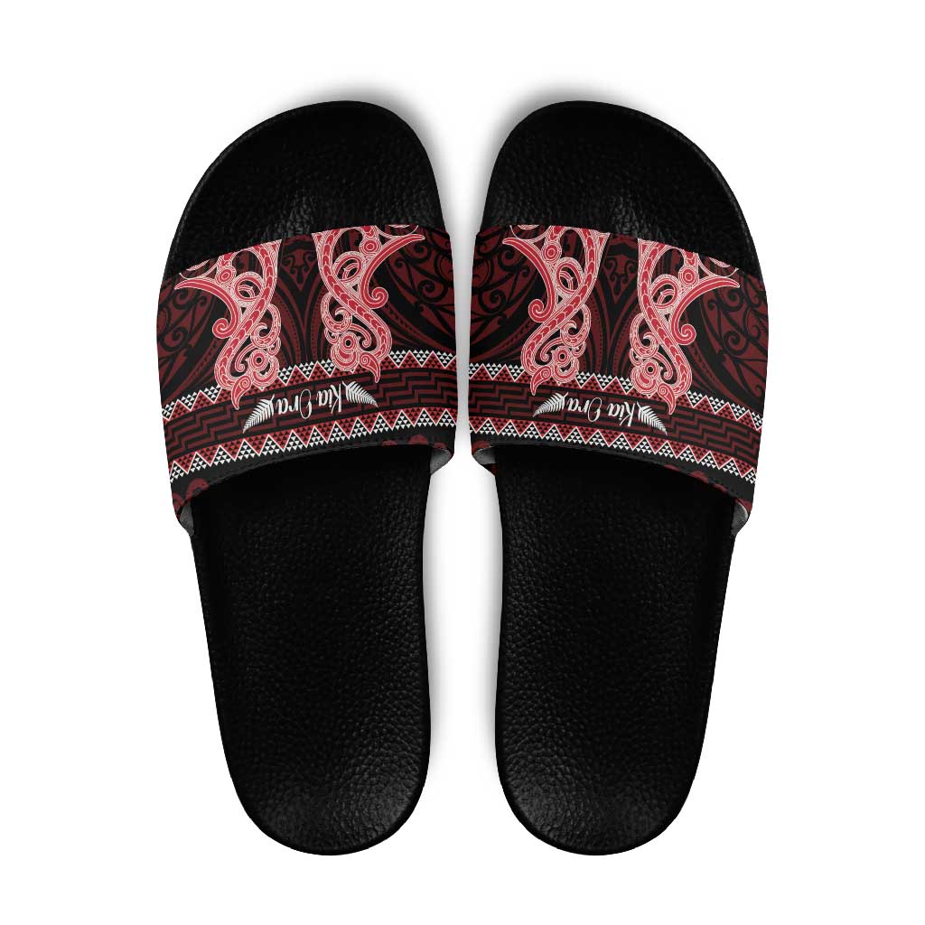 Kia Ora New Zealand Slide Sandals Maori Language Week Whero Taniko Motif - Vibe Hoodie