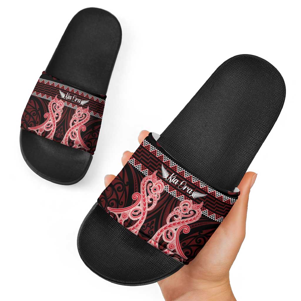 Kia Ora New Zealand Slide Sandals Maori Language Week Whero Taniko Motif - Vibe Hoodie