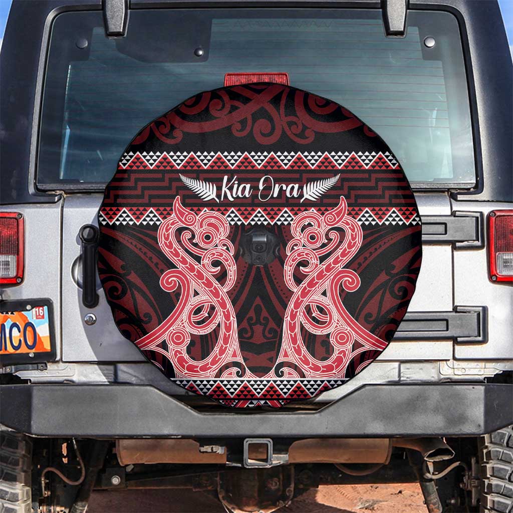 Kia Ora New Zealand Spare Tire Cover Maori Language Week Whero Taniko Motif - Vibe Hoodie