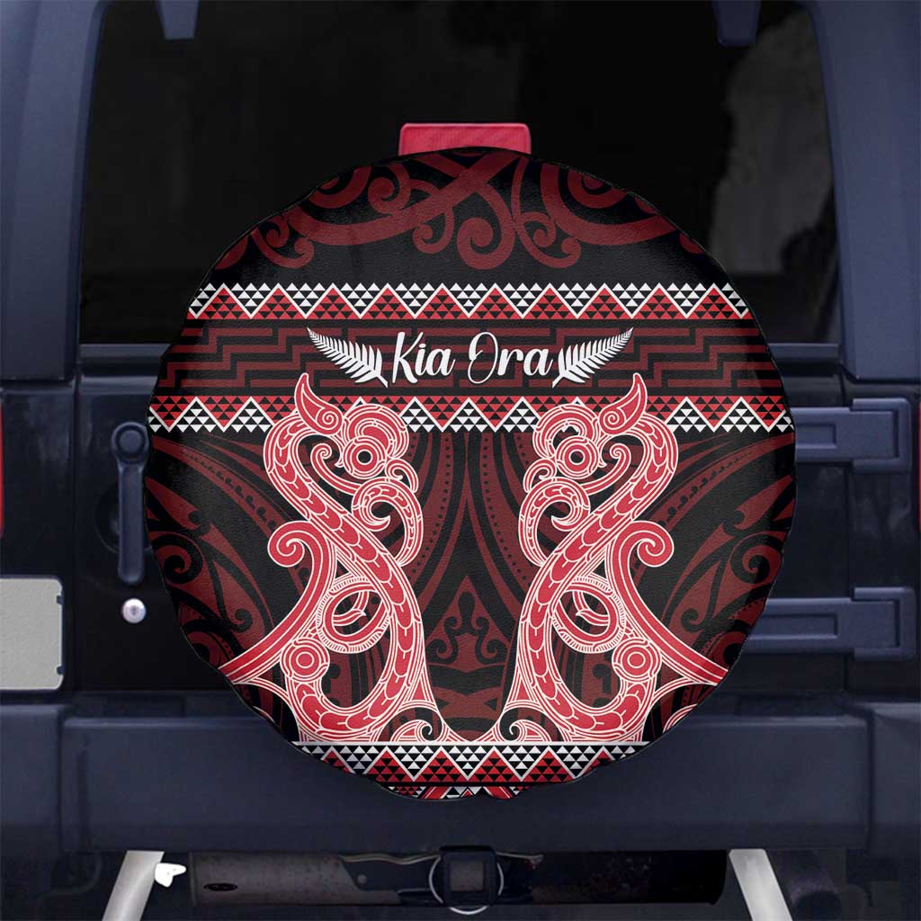 Kia Ora New Zealand Spare Tire Cover Maori Language Week Whero Taniko Motif - Vibe Hoodie