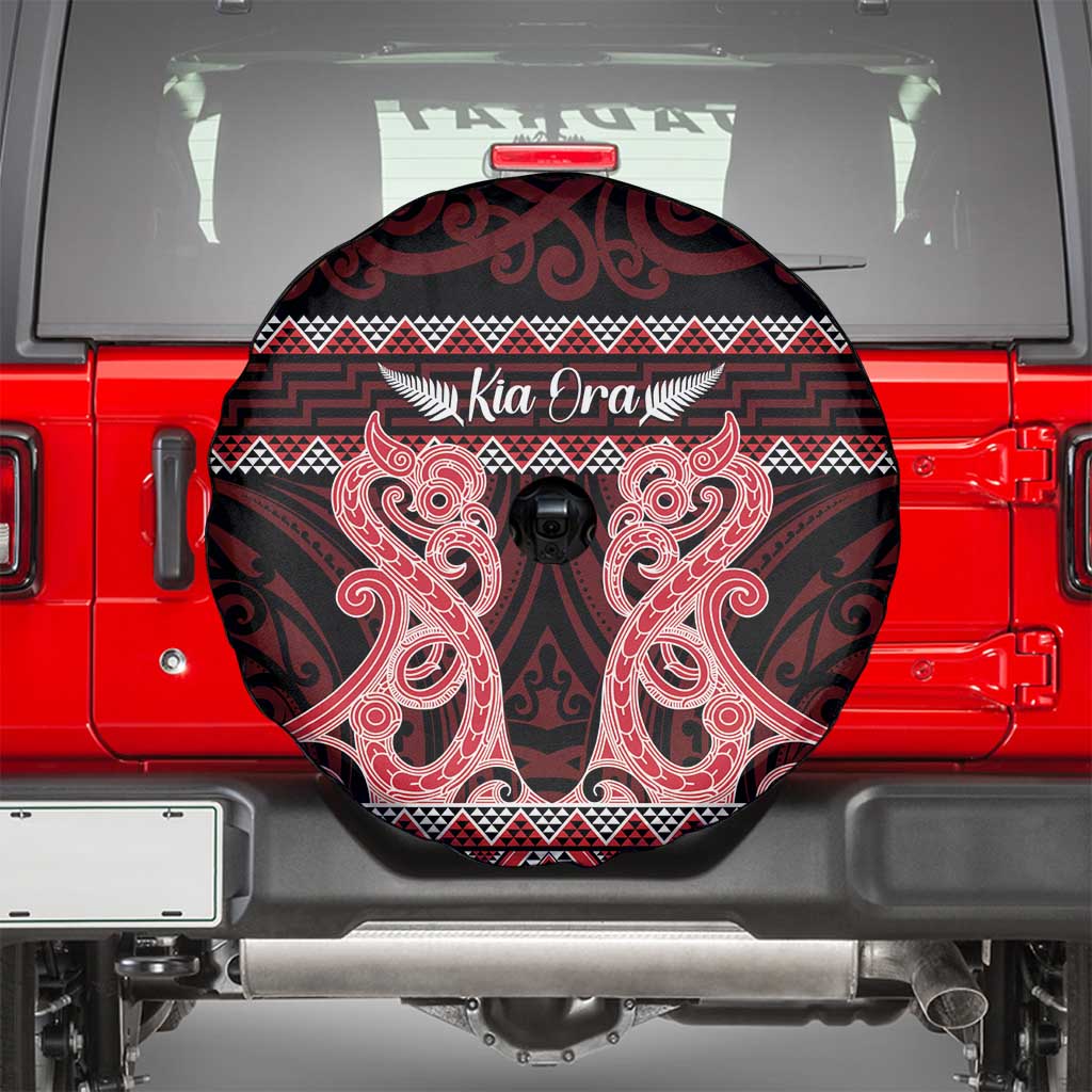 Kia Ora New Zealand Spare Tire Cover Maori Language Week Whero Taniko Motif - Vibe Hoodie
