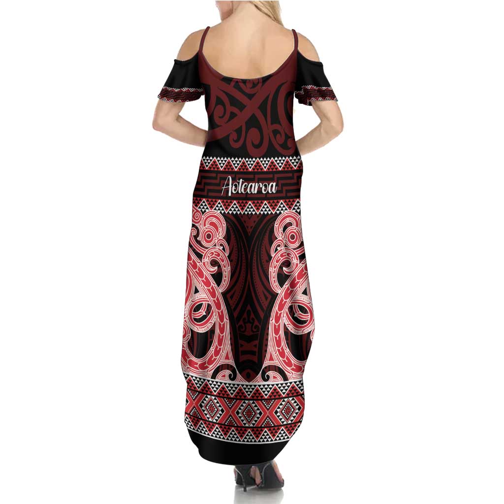 Kia Ora New Zealand Summer Maxi Dress Maori Language Week Whero Taniko Motif - Vibe Hoodie